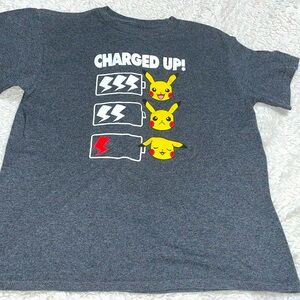 Boys Pokémon charged up! Short sleeve T shirt Size M 7/8 gray 2017